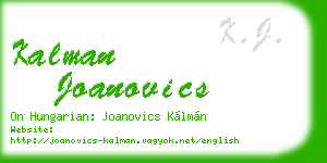 kalman joanovics business card